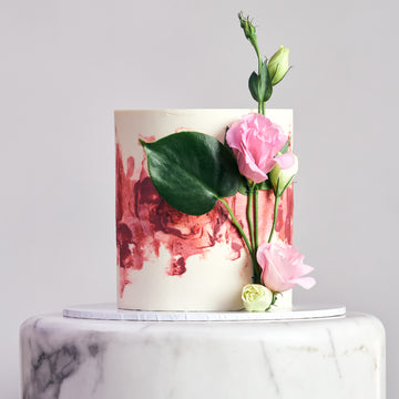 Abstract watercolour buttercream with floral detail