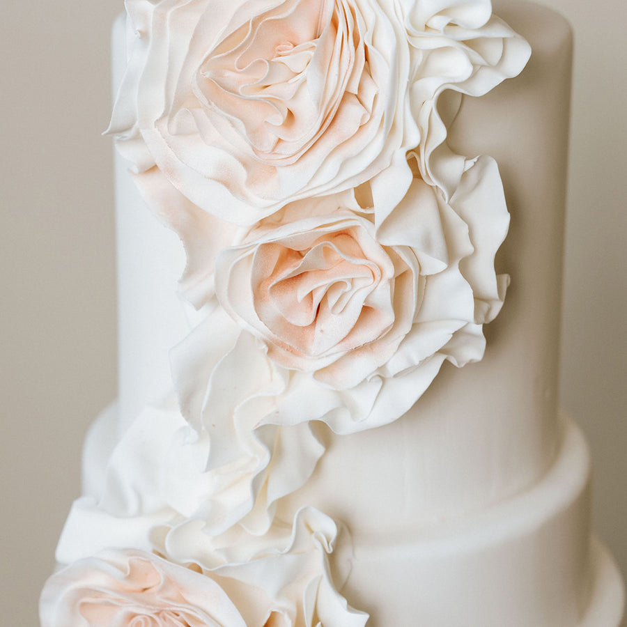 Cascading White Floral Fondant Cake