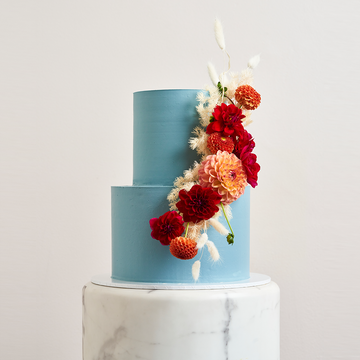 Ganache cake - 2 tier with vibrant fresh and dried florals