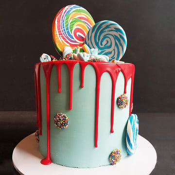 Baby blue candy cake
