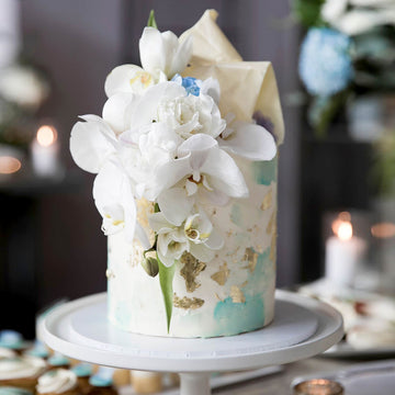Baby blue white buttercream cake