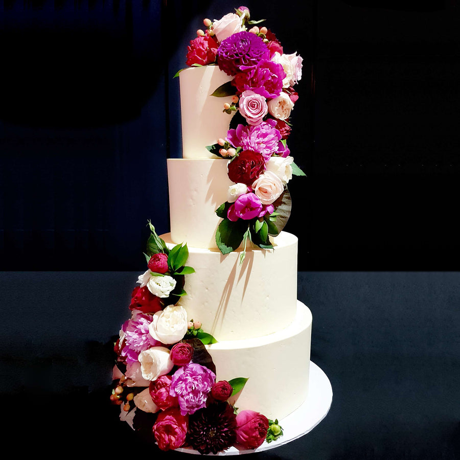 Buttercream wedding cake4 tier red floral  increased height