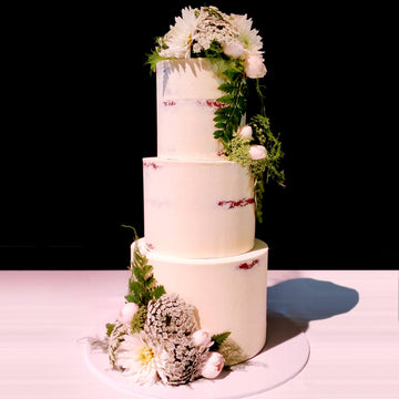 Buttercream naked wedding cake3 tier natural floral – increased height