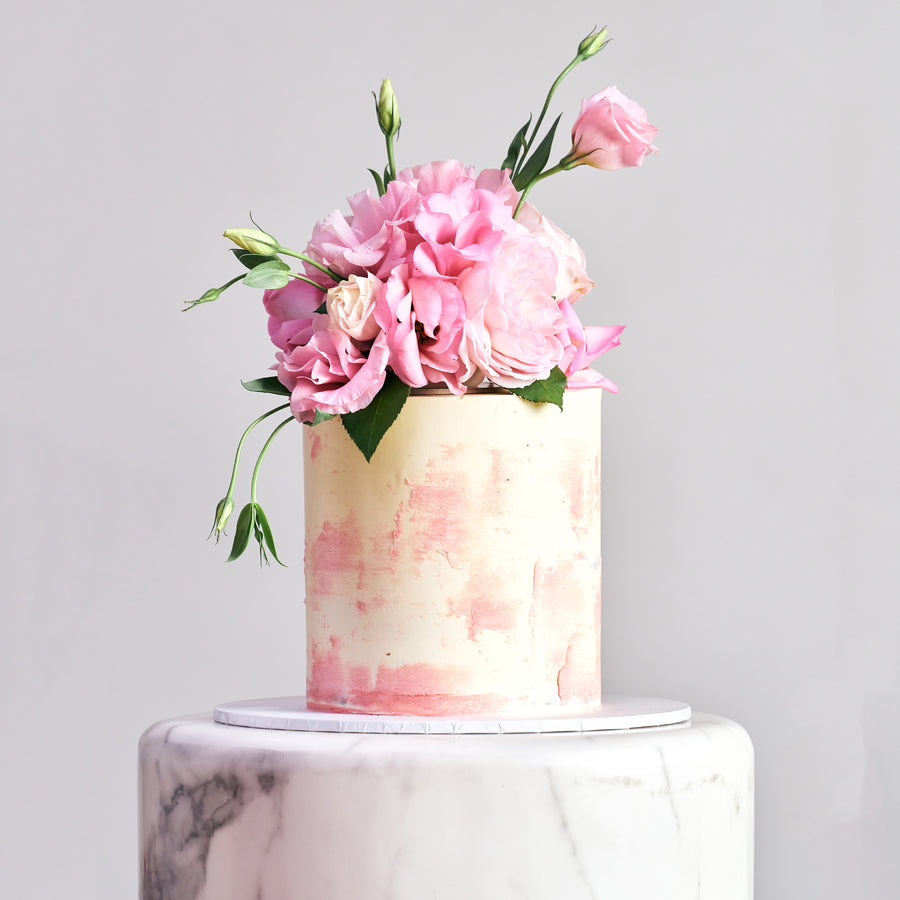 Pink, White & Gold Ombre Floral Cake - Sugar Whipped Cakes Website