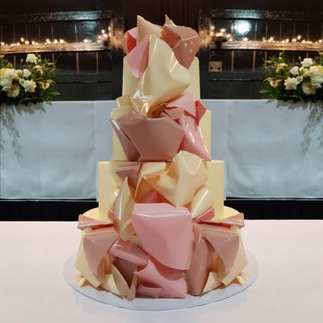 White chocolate ganache wedding cake sails garnish 4 tier – standard height